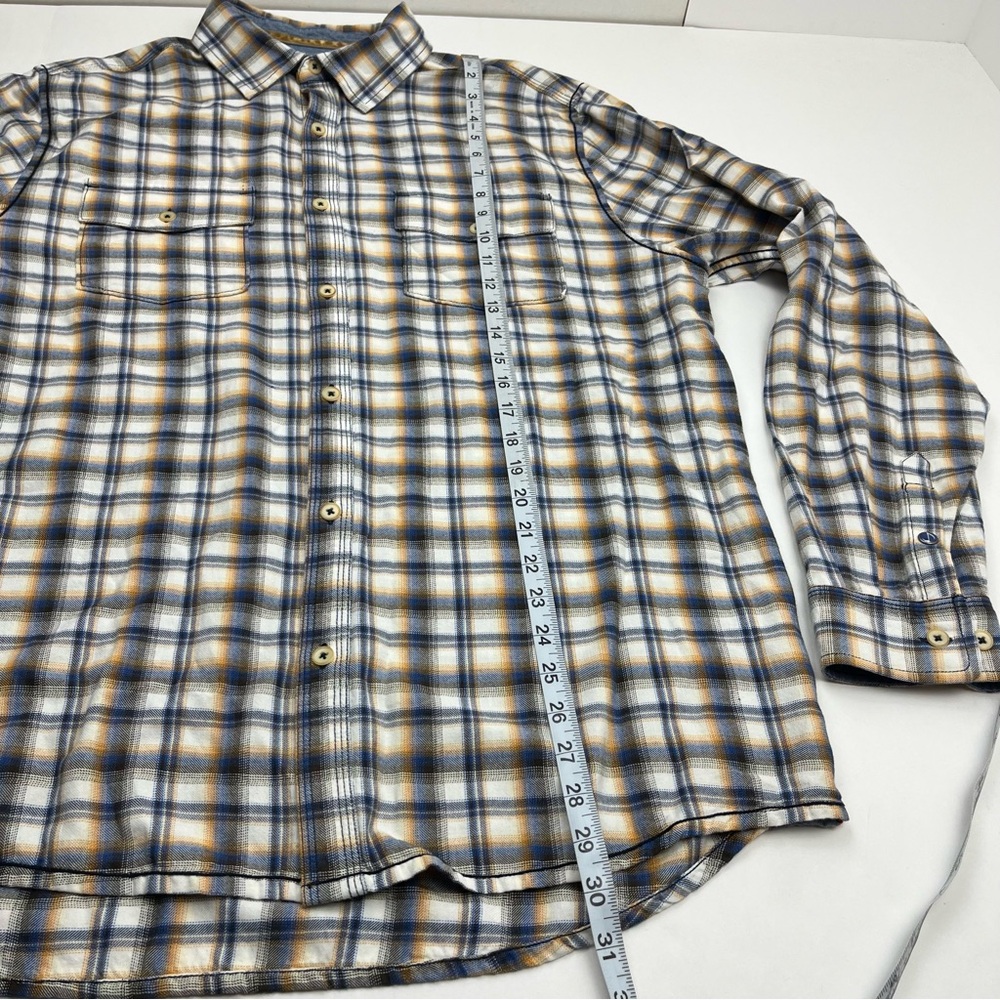 32 Bar Blues Mens Blue Yellow‎ Black White Plaid Long Sleeve Shirt Large *FLAWED - Picture 11 of 14